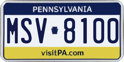 PA license plate MSV8100
