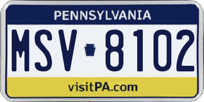 PA license plate MSV8102