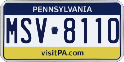 PA license plate MSV8110
