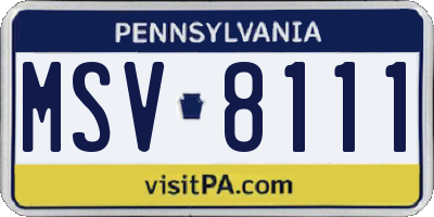 PA license plate MSV8111
