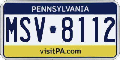 PA license plate MSV8112