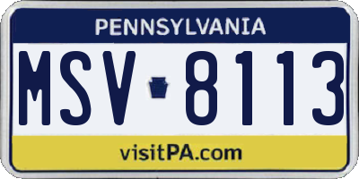 PA license plate MSV8113