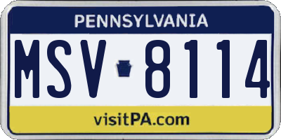 PA license plate MSV8114