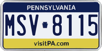 PA license plate MSV8115