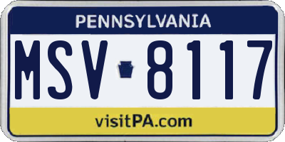 PA license plate MSV8117
