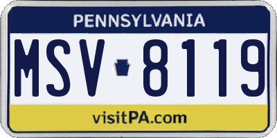 PA license plate MSV8119