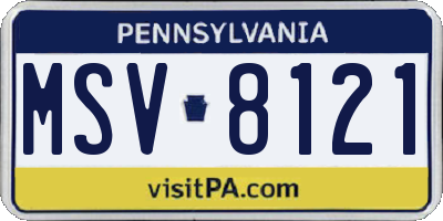PA license plate MSV8121