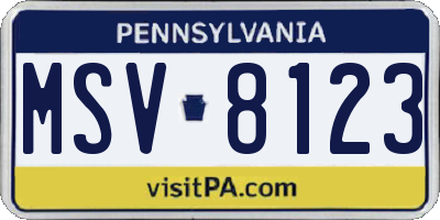 PA license plate MSV8123