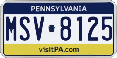 PA license plate MSV8125