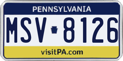 PA license plate MSV8126