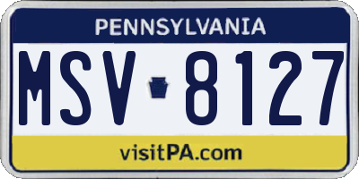 PA license plate MSV8127