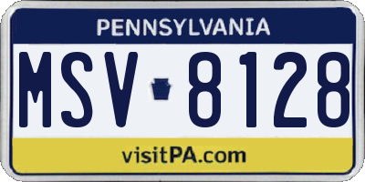 PA license plate MSV8128