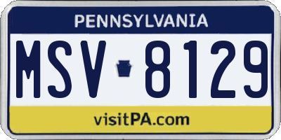 PA license plate MSV8129