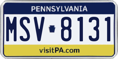 PA license plate MSV8131
