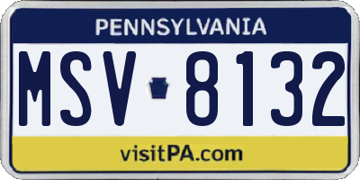 PA license plate MSV8132