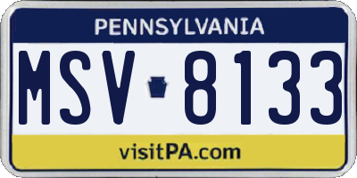 PA license plate MSV8133