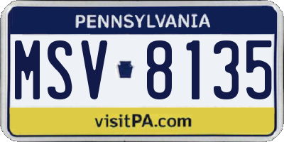 PA license plate MSV8135