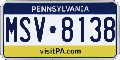 PA license plate MSV8138
