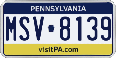 PA license plate MSV8139