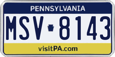 PA license plate MSV8143