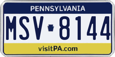 PA license plate MSV8144