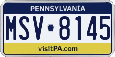 PA license plate MSV8145