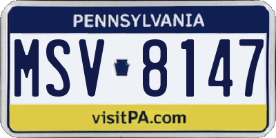 PA license plate MSV8147