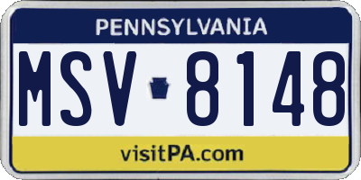 PA license plate MSV8148