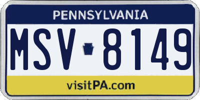PA license plate MSV8149