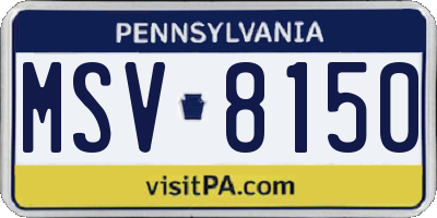 PA license plate MSV8150