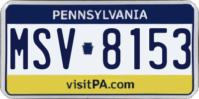 PA license plate MSV8153