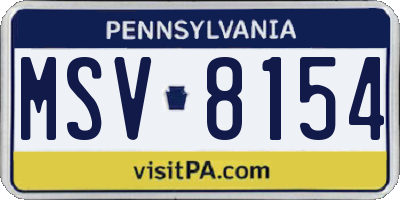 PA license plate MSV8154