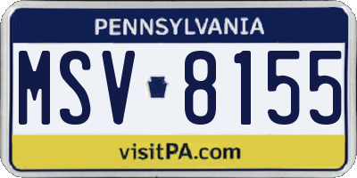 PA license plate MSV8155