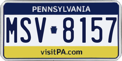PA license plate MSV8157