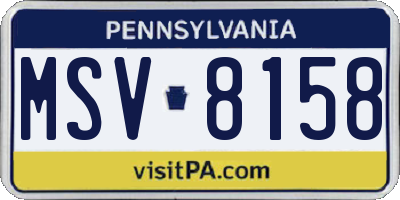PA license plate MSV8158
