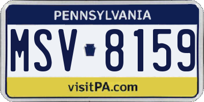 PA license plate MSV8159