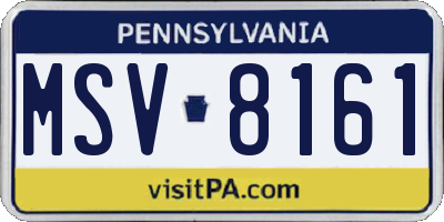 PA license plate MSV8161