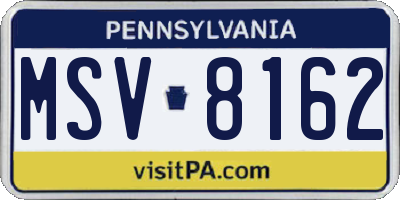 PA license plate MSV8162