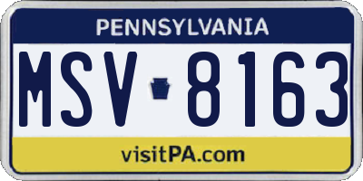 PA license plate MSV8163