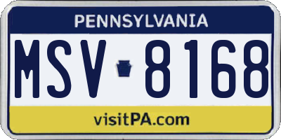 PA license plate MSV8168
