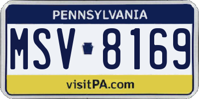 PA license plate MSV8169