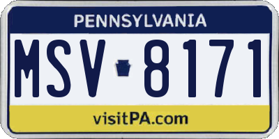PA license plate MSV8171
