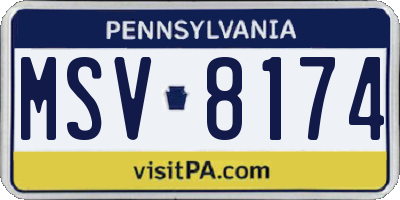 PA license plate MSV8174