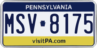 PA license plate MSV8175