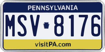 PA license plate MSV8176