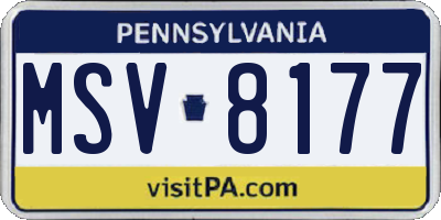 PA license plate MSV8177