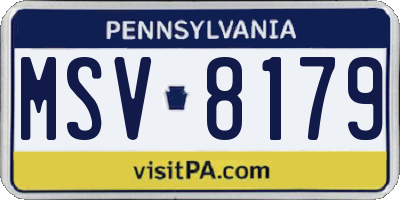 PA license plate MSV8179