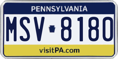 PA license plate MSV8180