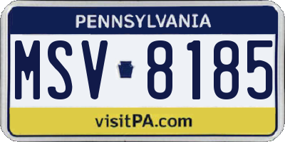 PA license plate MSV8185