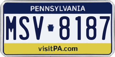 PA license plate MSV8187